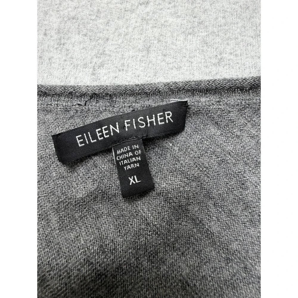 Eileen Fisher Sweater Womens XL Gray 100% Merino Wool Boat Neck Dolman Knit